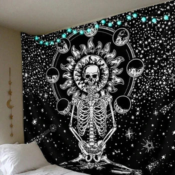 

3D Sugar Skull Wall Decor Tapestry Wall Hanging Wandkleed Mandala Tapestry Wall Fabric Beach Cloth Rug Psychedelic Witchcraft