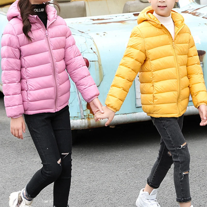 Winter Jacket For Boys Girls Down Cotton Coat Black Long Child Parka Cotton Thin And Light Jacket Kids Outwear Boys Clothes