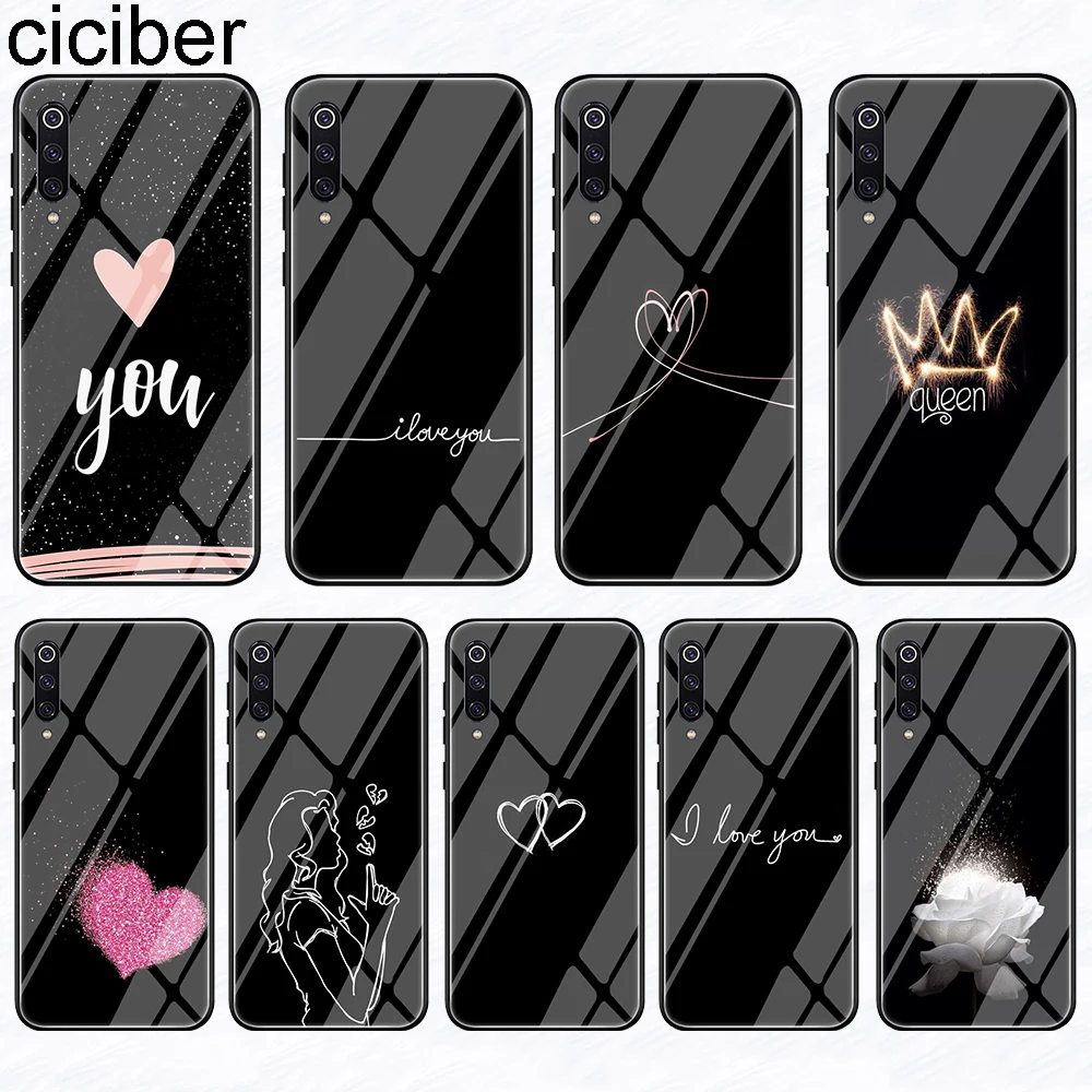 

ciciber Phone Case for Xiaomi MI 9 A2 8 6X MIX 2 2S PocoPhone F1 for Redmi Note 7 6 5 Pro Plus Queen Heart Tempered Glass Cover