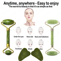Natural Face Massager Guasha Jade Roller Scraper Facial Skin Care Tools Roller Massage Microniddle Facial cleanser Skin Care 3
