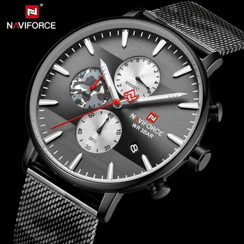 

NAVIFORCE Top Brand Luxury Quartz Watch Men Chronograph Calendar Military Mens Watches Camouflage Steel Mesh Strap Casual Clock