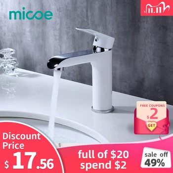 

MICOE bathroom faucet mixer basin taps sink waterfall wash basin tap brass chrome vessel hot and cold water basin taps white