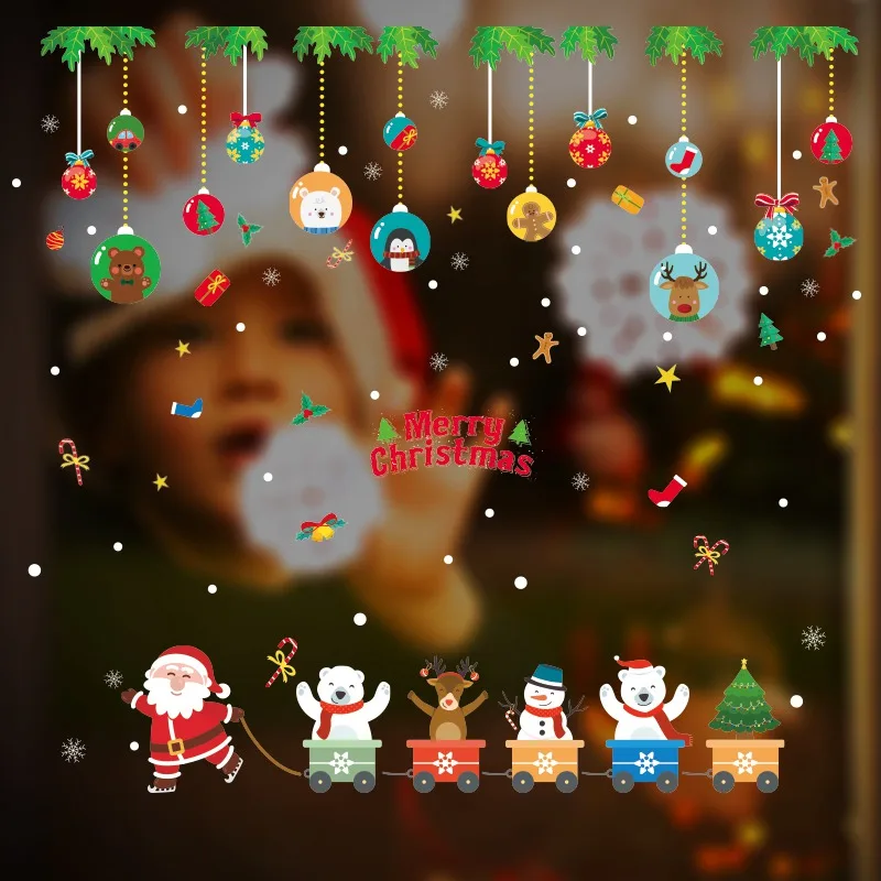 

60 x 90cm DIY Wall Sticker Cartoon Christmas Glass Ball Ornament Wall Removable Home Window PVC Stickers Decor Bathroom