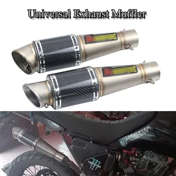 

38-51mm Universal Motorcycle ATV Exhaust System Tail Tube Exhaust Muffler Tip Pipe With DB Killer Carbon Fiber+ Stainless Steel