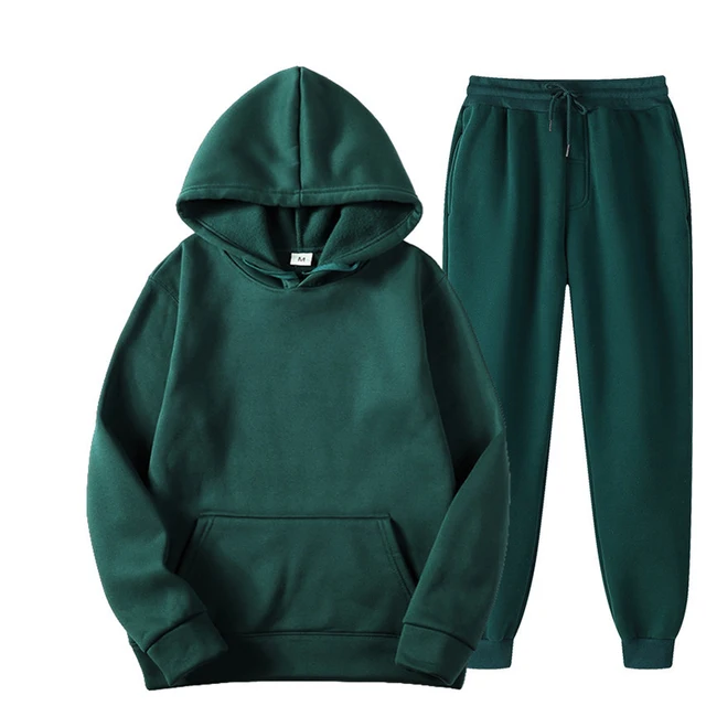 Two Piece Set Casual Fleece Tracksuit Women Winter 2020 Women's Sets Oversized Hooded Long Sleeve Hoodie Sport Pants Lady Suit green