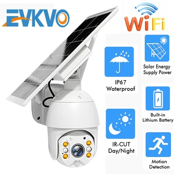 

EVKVO 1080p HD Wifi Version Shell Solar Security Camera Outdoor Surveillance Waterproof CCTV Camera Smart Home Two-way Voice 64G