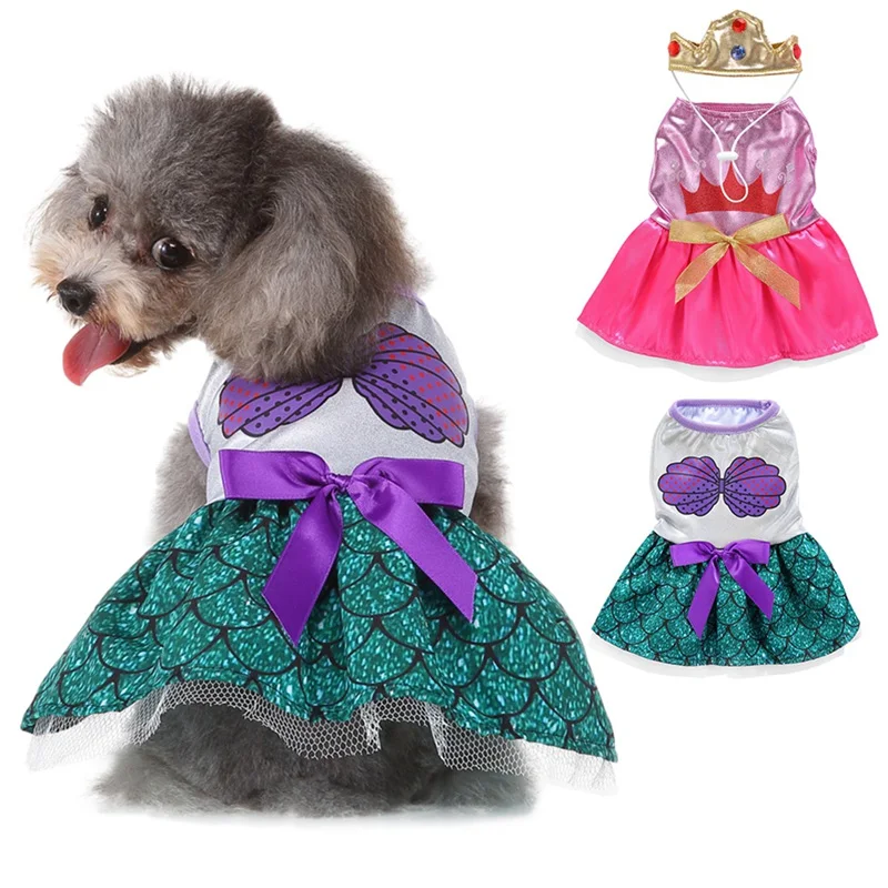 Костюм для костюмированной вечеринки для домашних животных, Забавное платье принцессы с героями мультфильмов и шляпа, одежда для щенков, наряды для маленьких и средних собак