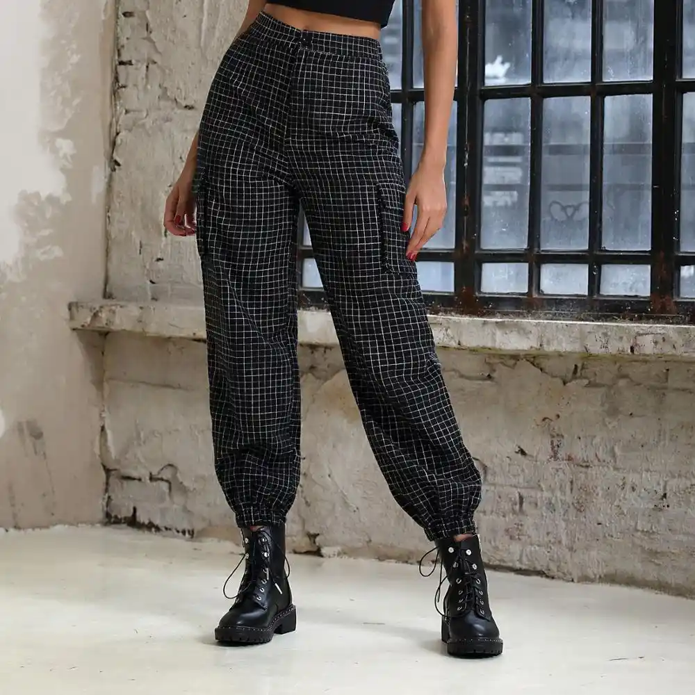 checkered cargo trousers