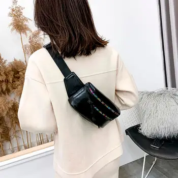 

Unisex Fashion Double Zipper Waist Bags Leather Shoulder Bags Chest Bag Fanny Pack Travel Waist Festival Money Belt Pack/E