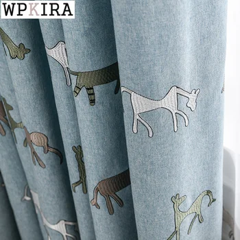 

Modern Cartoon Animal Curtain for Boys Kids Room Linen Drape for Living Room Blackout Curtain Window Custom Made S566#40