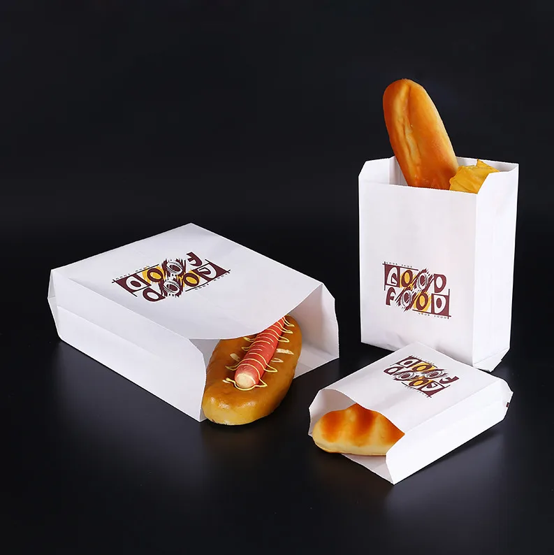 

Oil Proof Kraft Paper Bags Food Paper Bag White Small Packing Bags For Bakery French Fries Fried Chicken Bread Burrito Takeout