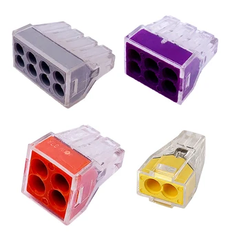 

30/50/100pcs PCT-102/104/106/108Universal Compact Wire Wiring Connector 2-8 pin Conductor Terminal Block With Lever 0.75-2.5mm2