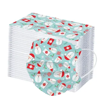 

100PC Disposable mask Children Christmas Cartoon Printing Protective Breathable Mask 3 Layers Ply Filter Earloops mask Masque