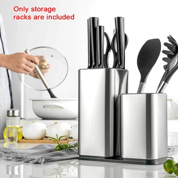 

2pcs/set Cutter Storage Organizer Large Capacity Stainless Steel Flatware Caddy Home Portable Kitchen Utensil Holder Countertop