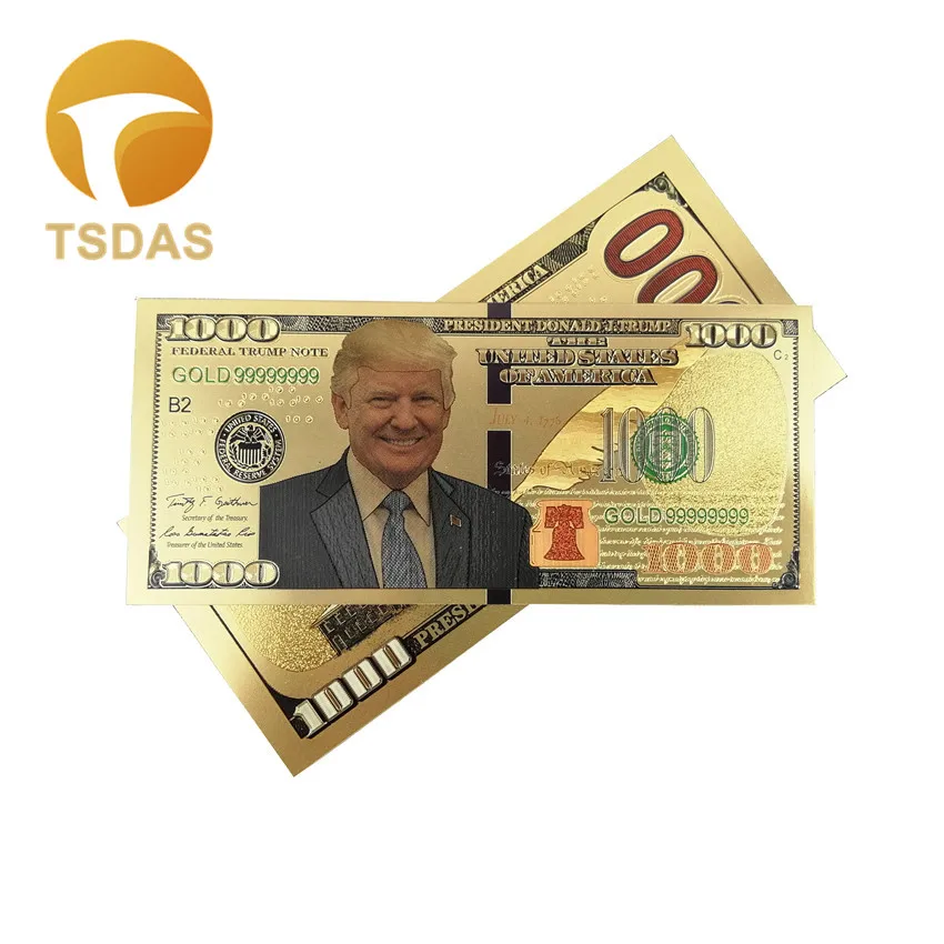 10Pcs/Lot Colorful USA Trump Banknotes 1000 Dollar Gold Banknote in 24K Plated For Gifts | Дом и сад