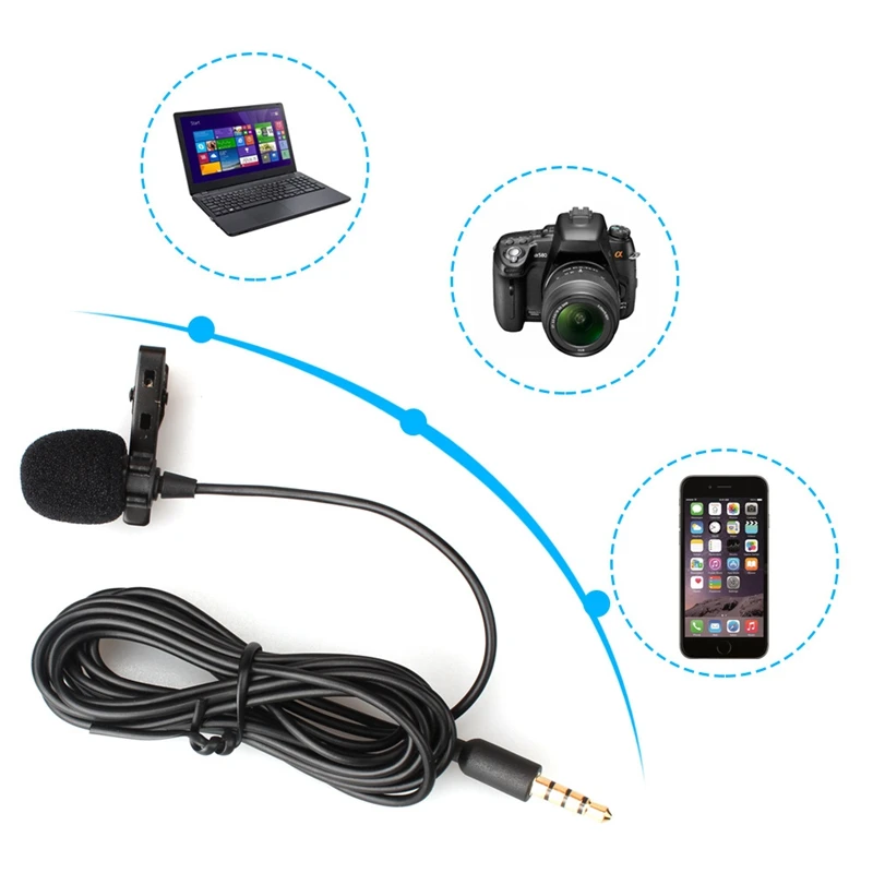 Петличный микрофон Smart Clip-On всенаправленный конденсаторный нагрудный микрофон Handsfree с 2 м кабелем для интервью вокальное видео