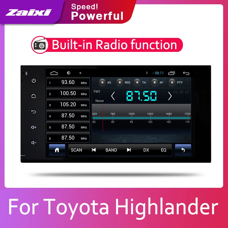 ZaiXi автомобильная система Android 1080P IPS ЖК экран для Toyota Highlander Kluger 2000 ~ 2007
