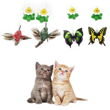 

Newest Electric Butterfly Flying Around the Flower Electric Bird Pet Cat Toys Products Attractive Pets Entertainment Dropship
