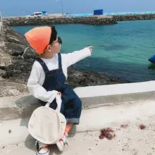 Новые стильные джинсовые комбинезоны для мальчиков и девочек осенние модные детские длинные штаны 1-6 лет