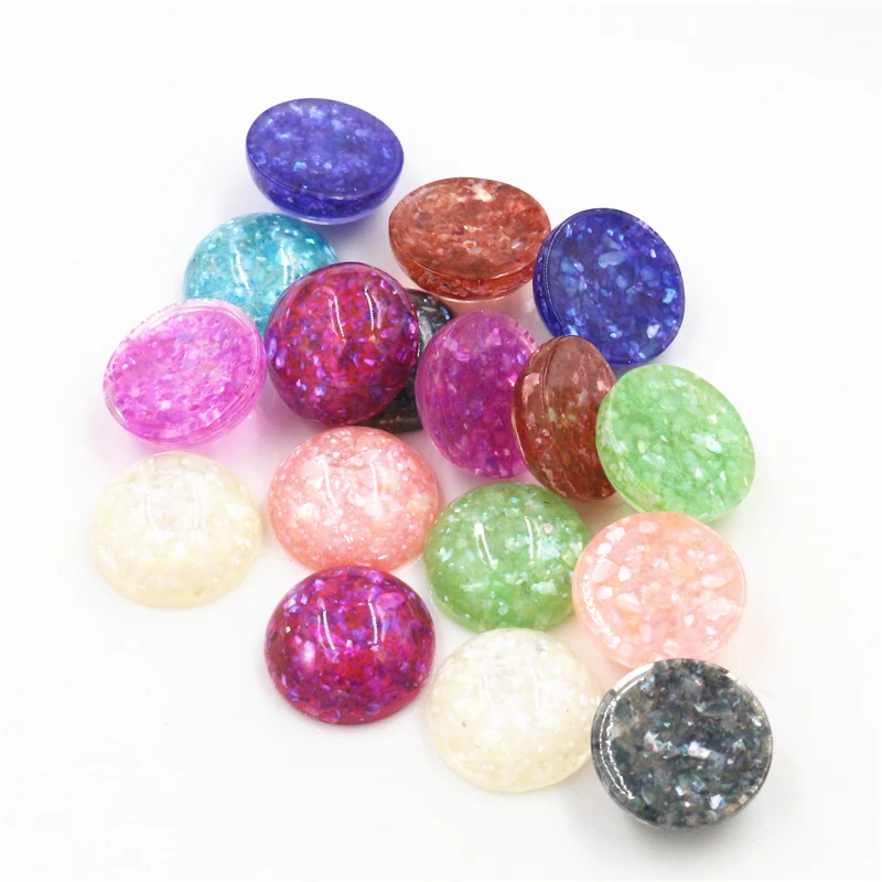 

16mm 20pcs/Lot Mix Colors Built-in Real Shells Style Flat back Resin Cabochons Fit 16mm Cameo Base Cabochons- X5-28