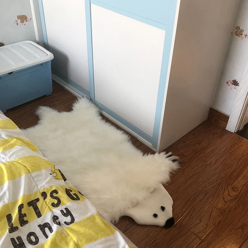 Ковер из искусственного меха Белый полярный коврик "медведь" 80x140 см длинные плюшевые коврики для животных и ковры для дома гостиной спальни большой напольный коврик