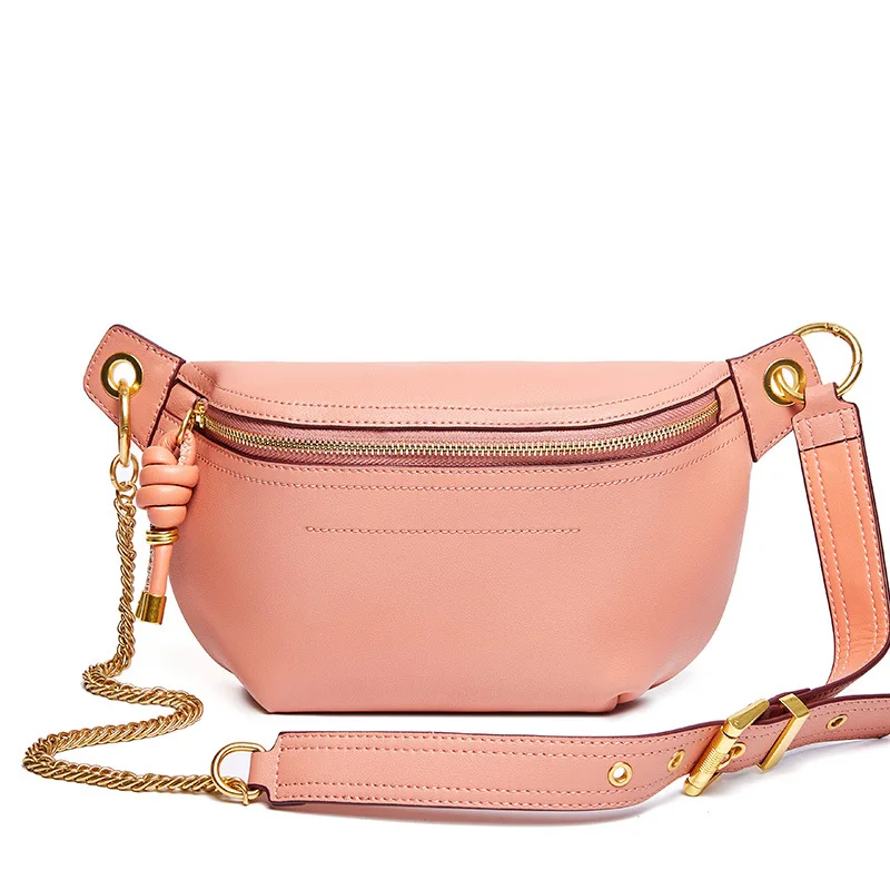 Для женщин сумка новая сумка через плечо сумка на ремне Для женщин сумка для мешков маленькие сумки универсальные из воловьей кожи кожаная поясная сумка на ремне для Для женщин - Цвет: pink