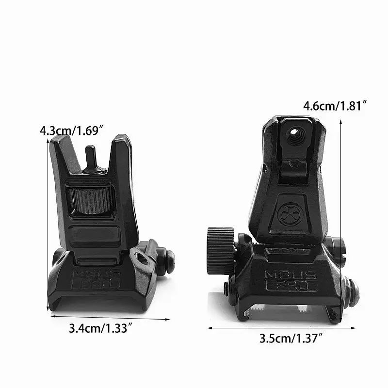 

Low Profile Flip-up Metal Tactical Sight Folding Iron Sights Front Rear Set Hunt