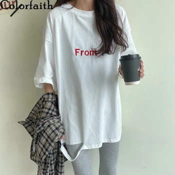 

Colorfaith New 2020 Women Summer T-Shirts Multi Colors Bottoming Casual Embroidery Korean Style Hollow Out Loose Tops T9760