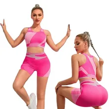 

Women's 2pcs Tracksuit Yoga Set Female Clothing Fitness Bra+High Waist Shorts Workout Lady Sport Suit Gym Exercise Yogas Clothes