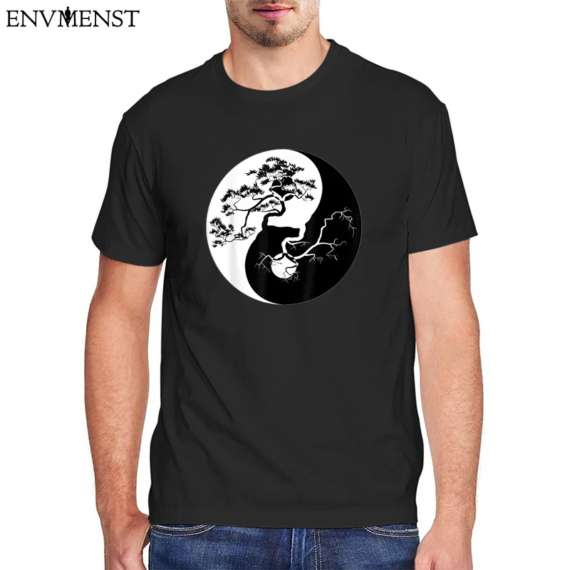 

Yin Yang Bonsai Tree Japanese Buddhist Zen Print Men Tee Tops O-Neck Short Sleeve Oversized T-shirt Fashion Casual Men T-shirt