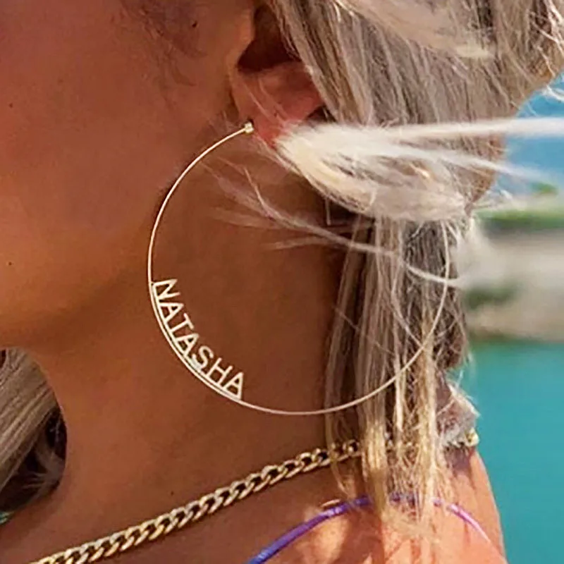 Hip-Hop-Large-Name-Hoop-Earrings-For-Female-Party-Jewelry-Punk-Custom-Big-Circle-Round-Earrings