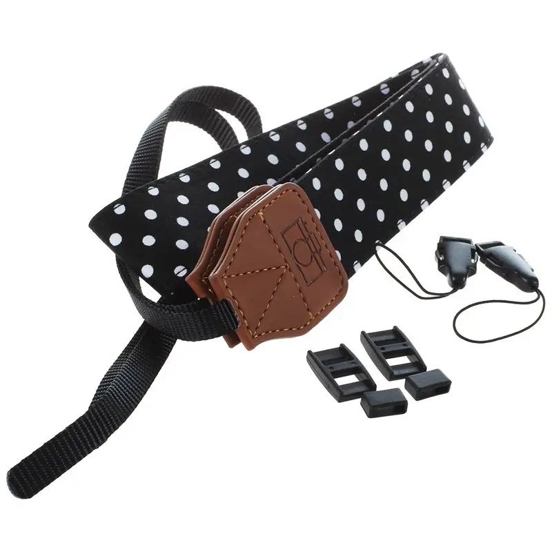 

Soft Cotton Polka Dots Camera Shoulder Neck Strap Belt Universal Adjustable with Harness Adapter for Nikon Canon Panasonic Sony