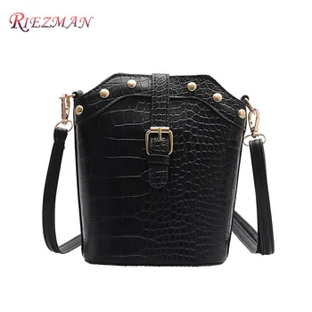 

RIEZMAN Luxury Bucket Women Sling Shoulder Bag with Lock Girl ins Popular Crossbody Messenger Bags Vintage Style Handbag Purse