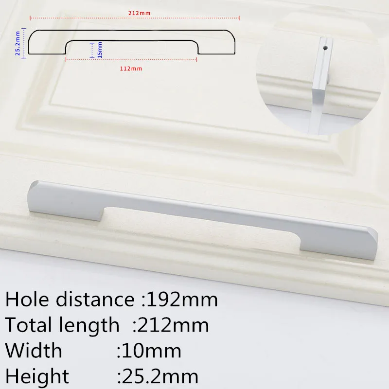 Silver 192MM KK& FING Американский Алюминиевый Длинные ручки двери шкафа спальня шкаф комод кухонный шкаф выдвижные ящики тянет мебельная фурнитура - Цвет: Silver 192MM