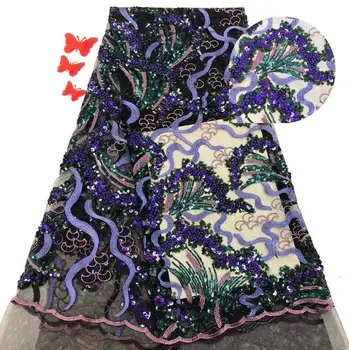 

Top grade african tulle lace fabric ZH-9996 French Net Lace Fabric with sequins
