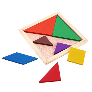 

High Quality Children Toy Geometry Wooden Jigsaw Puzzle Tangram Puzzle Made Of Wood Educational Toys for Kids