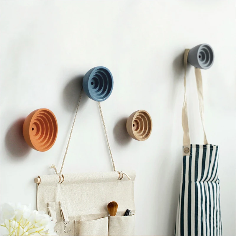 Wood Wall Hanger Chic Annual Ring Shape /bathroom Door Coat Hat Single Hook Holder Home Storage Hooks Home Decoration