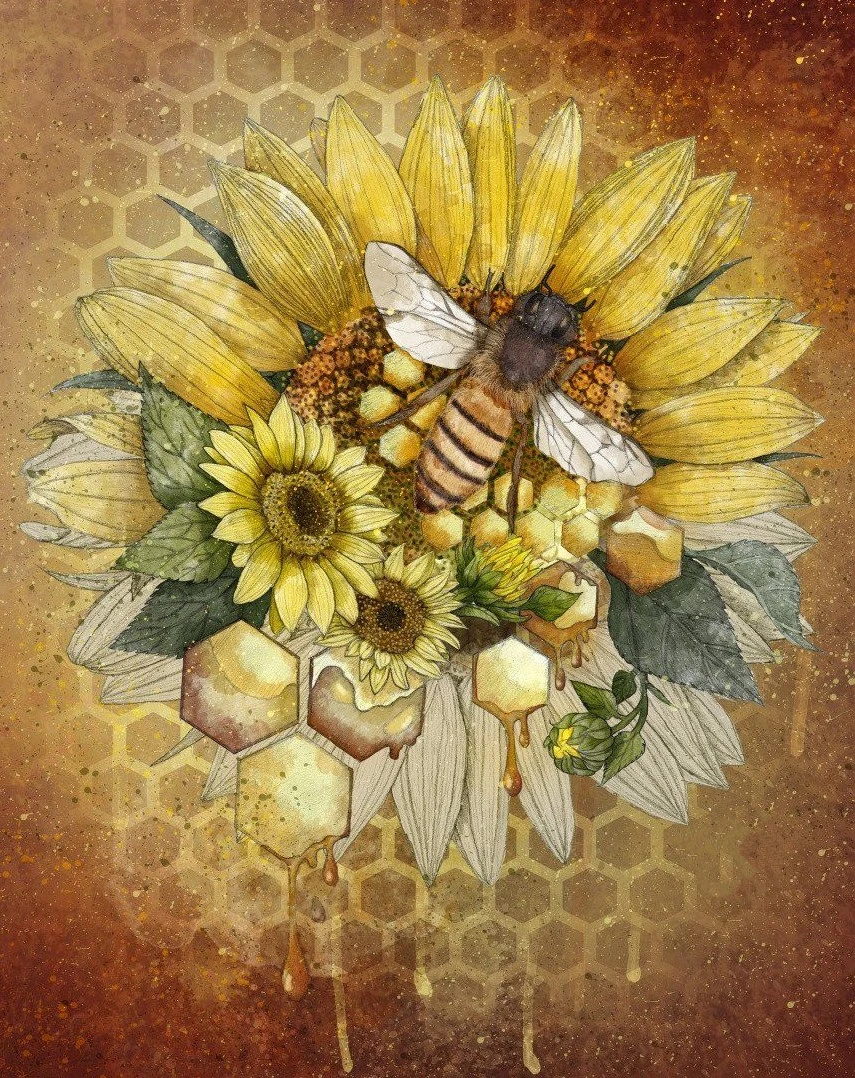 Beautiful Sunflower And Bee Diamond Painting 