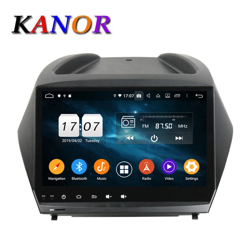 KANOR Android 9,0 4+ 32g автомобильный Радио мультимедийный плеер для hyundai ix35 tucson android с gps навигацией