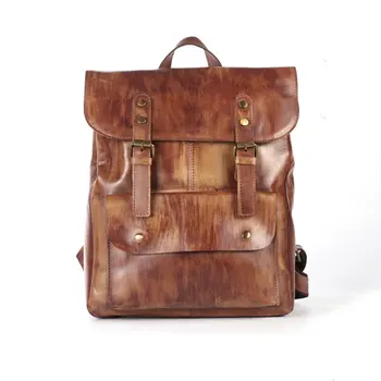 

Nature Leather Backpack Men Vantage Style Real Material Travel Backpack High Quality School Bags Genuine Leather