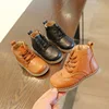 COZULLAA 2022 Children Autumn Unisex Classic Lace-Up Boots Brogue Leather Shoes Kids Girls Boys Ankle Boots Size 21-30 ► Photo 2/6