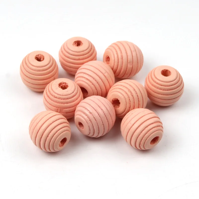 Flesh pink 50 шт., болты с резьбой в виде пчелиных сот с круглые деревянные бусины для изготовления ювелирных изделий Ремесла детские игрушки «сделай сам», 12/18 мм Ручной смешанного Цвет Spacer Бусины - Цвет: Flesh pink