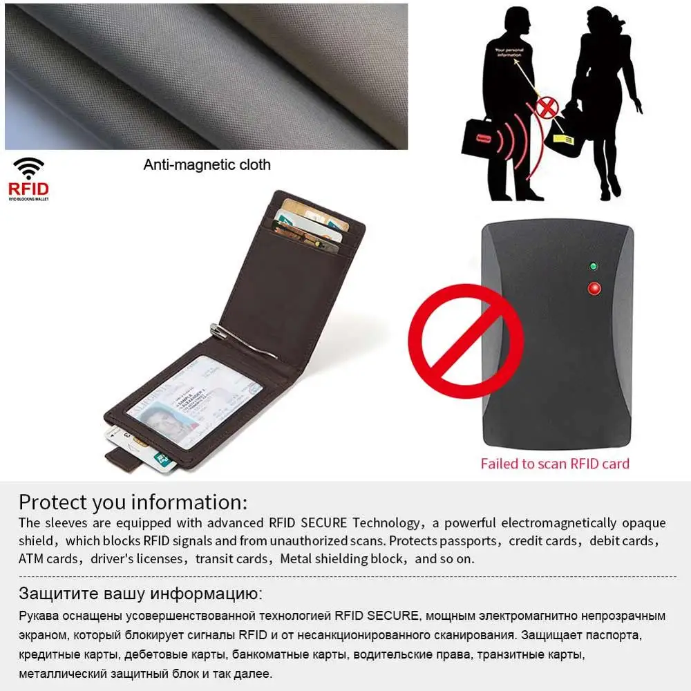 Tanie Znane marki mężczyźni Bifold biznes skórzane pieniądze klipy moda RFID portfel męski Mini karty portfel darmowe grawerowanie 2019 Hot