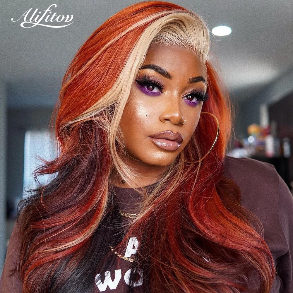 Alifitov Ginger Lace Front Wig Brown Black Highlight Wig With Baby Hair Pre  Plucked Colored Human Hair Wigs For Women - Lace Wigs - AliExpress