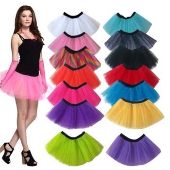 

Sweet Retail Sale Women Neon UV Flo Tutu Tulle Hem Fancy Party 3 Layers of Net Plus Colours Skirt