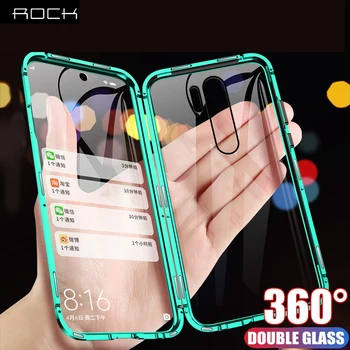 

Rock Magnetic Flip Case For Xiaomi Redmi Note 8 7 Pro Tempered Glass Metal Bumper Full Cover For Redmi K20 Pro Xiomi Case Fundas
