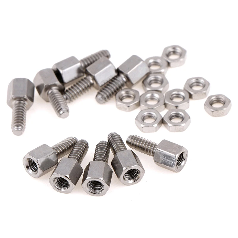 10Sets 5+7mm Header Plate Bracket Stud Bolt & Nut Nuts Screw D-Sub VGA DB9 DB15 DB25 RS232 COM Serial