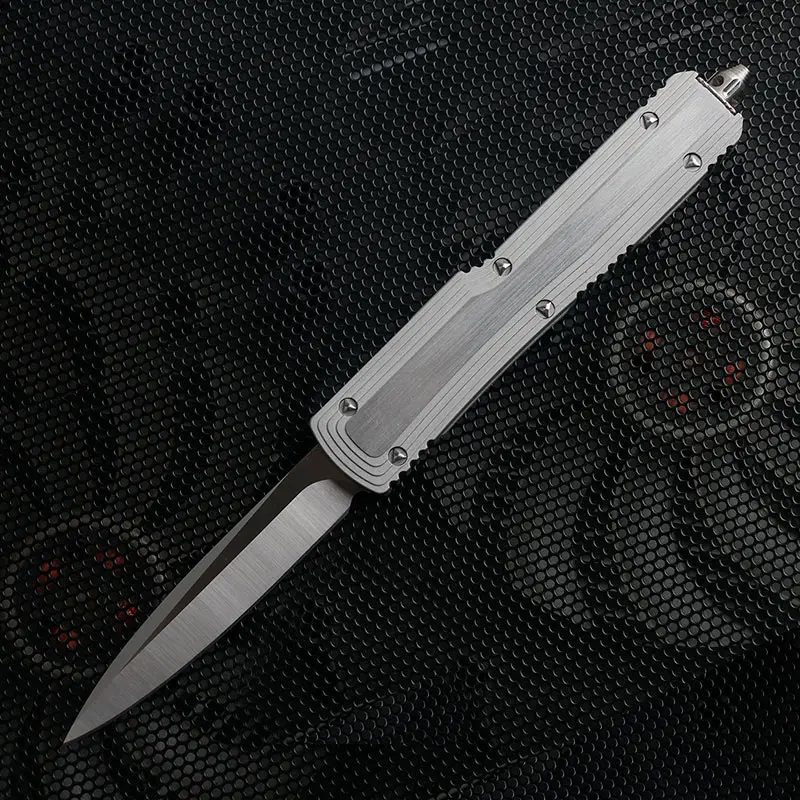 Ледяной элемент OTF белый нож высокой твердости D2 лезвие алюминиевый сплав ручка карманный нож Открытый EDC Приключения тактический нож - Цвет: Белый