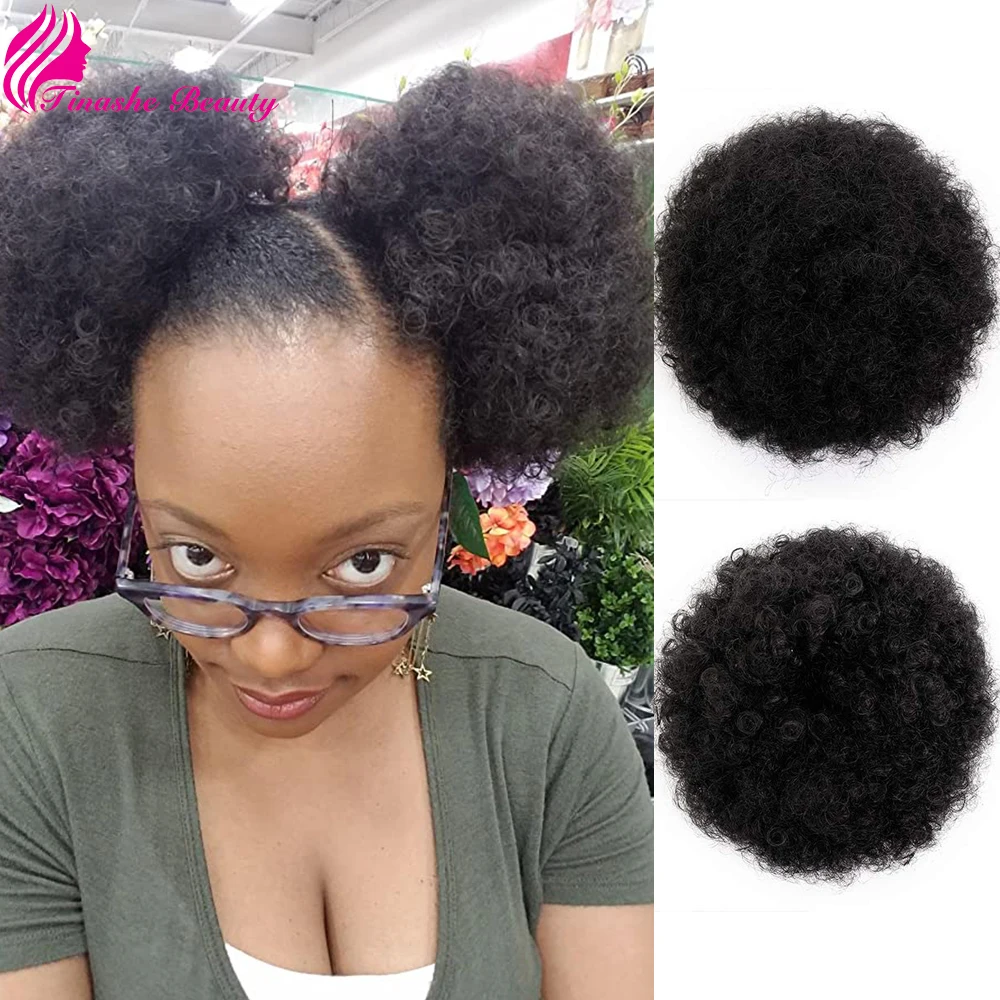 

Afro Puff Drawstring Synthetic Afro Curly Hair Bun Extensions Hairpiece Hair Natural Postiche Chignon Fake Hair Piece For Women