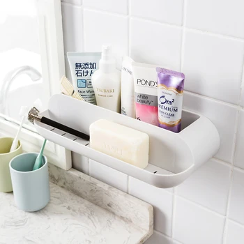 

Wall Mounted Bathroom Storage Rack Plastic Bathroom Shelf Organizer for Shower Shampoo Holder Home Kitchen Rack Organizer